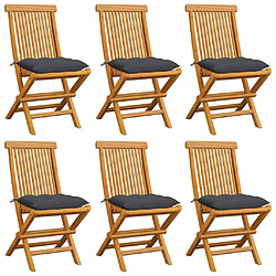 Maison Chic Lot de 6 Chaises de jardin,Fauteuil d'extérieur avec coussins anthracite Bois de teck -MN54465