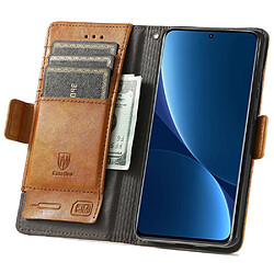 Etui en PU CASENEO Fonction de blocage RFID avec support pour votre Xiaomi 12T 5G/12T Pro 5G - marron clair