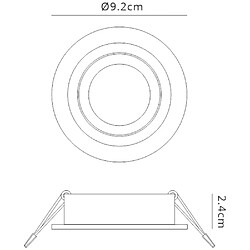 Inspired Downlight encastré pivotant GU10 9,2 cm rond, 1 x GU10 Max 50W, noir sable