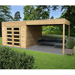 Solid Abri de jardin en bois traité Tarento avec auvent - 8 m²