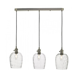 Luminaire Center Suspension Hadano Verre moulé,chrome antique 3 ampoules 126cm