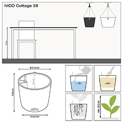 LECHUZA Jardinière suspendue NIDO Cottage 28 ALL-IN-ONE Moka pas cher