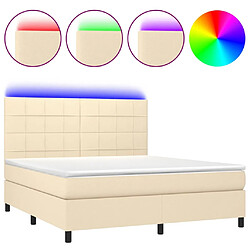 vidaXL Sommier à lattes de lit et matelas et LED Crème 160x200cm Tissu