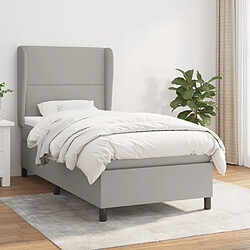 Maison Chic Structures de lit + matelas,Lit à sommier tapissier avec matelas Gris clair 90x200 cm Tissu -MN23248