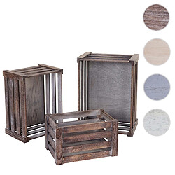 Mendler Set de 3 boîtes en bois HWC-C56 ~ brun shabby