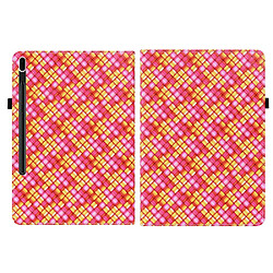 Etui en PU texture tissée multicolore avec support rose pour votre Samsung Galaxy Tab S8