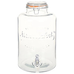 vidaXL Distributeur d'eau XXL avec robinet Transparent 8 L Verre