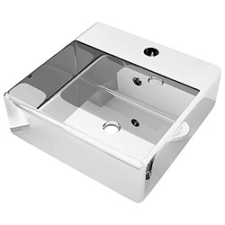 vidaXL Lavabo avec trop-plein 41 x 41 x 15 cm Céramique Argenté