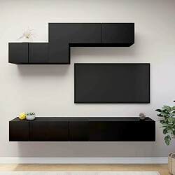 Maison Chic Ensemble de meubles TV 6 pcs | Banc TV Moderne pour salon | Meuble de Rangement - Noir Aggloméré -MN27791