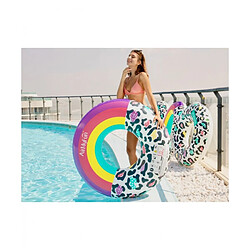 Airmyfun Bouée Gonflable Ronde XXL pour Piscine & Plage Ultra Confort, Flotteur Deluxe - Arc-En-Ciel Et Léopard ø120cm