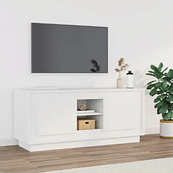 Maison Chic Meuble TV scandinave - Banc TV pour salon blanc 102x35x45 cm bois d'ingénierie -MN98340