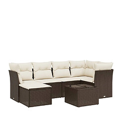 vidaXL Salon de jardin avec coussins 7 pcs marron résine tressée