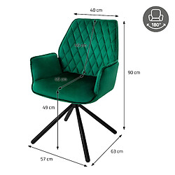 ML-Design Lot de 2 chaises pivotantes Chaise de salle à manger Fauteuil pivotant 180° Velours Chaise de salon pas cher