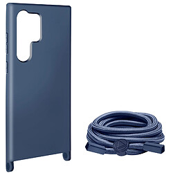 Avizar Coque Cordon Semi-Rigide pour Samsung Galaxy S24 Ultra Bleu Nuit