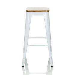 Tabouret de bar VANTAGGIO HIGH WS blanc métallisé / assise en bois véritable pivotant lumineux hjh OFFICE