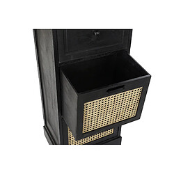 Commode en bois Paulownia noir avec 3 tiroirs - Largeur 45 x Hauteur 91 x Profondeur 35cm -PEGANE- pas cher