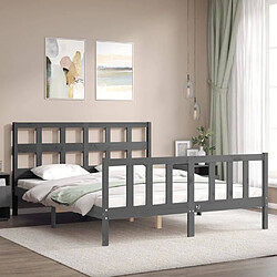 Avis Maison Chic Lit adulte - Cadre Structure de lit avec tête de lit Contemporain gris King Size bois massif -MN77398