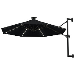 Maison Chic Parasol Jardin | Parasol mural avec mat métallique et LED 300 cm Noir - GKD58363