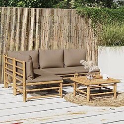 vidaXL Salon de jardin 5 pcs avec coussins taupe bambou