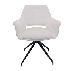 Avis Mendler Chaise de salle à manger HWC-M53, chaise de cuisine rembourrée avec accoudoirs, pivotante Auto-Position, métal tissu MVG ~ crème-blanc