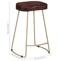 vidaXL Tabourets de bar Gavin lot de 2 bois de manguier massif pas cher