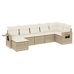 vidaXL Salon de jardin avec coussins 7 pcs beige résine tressée