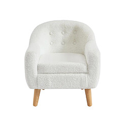 Avis Vente-Unique Fauteuil pour enfant en tissu bouclette blanc CASORLA