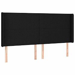 Avis Maison Chic Tête de lit scandinave à LED,meuble de chambre Noir 203x16x118/128 cm Tissu -MN19439