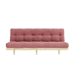 Inside 75 Banquette convertible futon LEAN bois de pin coloris rose sorbet 130x200 cm