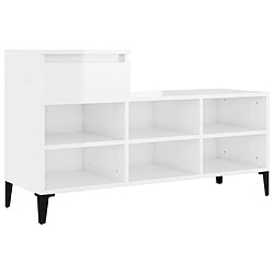 Maison Chic Armoire à chaussure,Meuble à Chaussures Blanc brillant 102x36x60 cm Bois ingénierie -MN33212