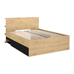 Acheter Vente-Unique Lit coffre 140 x 190 cm - Coloris : Naturel et noir + Matelas - RADANI