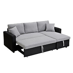 Acheter Vente-Unique Canapé d'angle convertible et réversible en tissu gris clair et noir GAZUR II