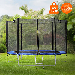 Hauki Trampoline de jardin avec filet de sécurité et échelle set complet bleu Ø 305 cm