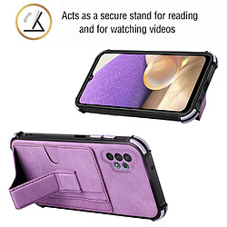 Coque en TPU + PU anti-chute, avec béquille, porte-cartes violet pour votre Samsung Galaxy A32 5G