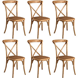 Aubry Gaspard Chaise bistro en hêtre empilable Lot de 6.