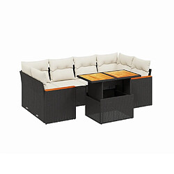 Maison Chic Ensemble Tables et chaises d'extérieur 7pcs avec coussins,Salon de jardin noir résine tressée -GKD135943