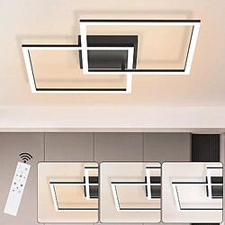 ZMH LED Ceiling Light 2 Modern Square Crystal Design Dimmable with Remote Control 52W