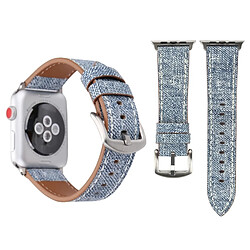 Wewoo Bracelet bleu bébé pour Apple Watch Series 3 & 2 & 1 42mm Simple Mode Véritable Cuir Cowboy Montre