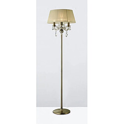 Luminaire Center Lampadaire Olivia avec Abat jour crème 3 Ampoules laiton antique/cristal