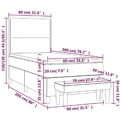 vidaXL Sommier à lattes de lit avec matelas Blanc 80x200 cm Similicuir pas cher