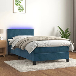 Sommier à lattes et LED,Cadre à lattes de lit avec matelas pour Adulte Bleu foncé 90x200cm -MN47668