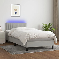 Sommier à lattes LED,Cadre à lattes de lit avec matelas pour Adulte Gris clair 100x200 cm -MN23306