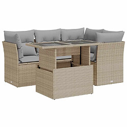 vidaXL Salon de jardin avec coussins 5 pcs beige résine tressée