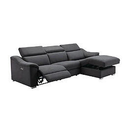 Vente-Unique Canapé d'angle relax électrique en tissu anthracite PEDRERA - Angle droit pas cher