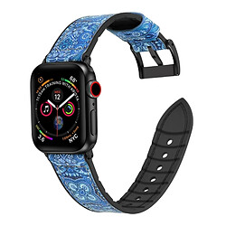 Wewoo Motif fleur Bracelet en acier inoxydable pour Apple Watch série 4 44 mm bleu