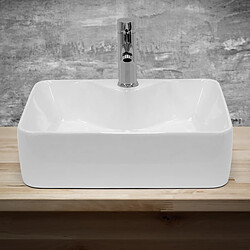 Avis Ecd Germany Évier en céramique vasque a poser carré moderne pour salle de bain 480 x 380 mm