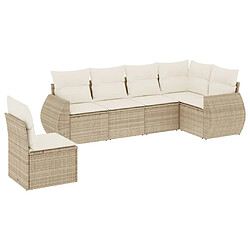 vidaXL Salon de jardin avec coussins 6 pcs beige résine tressée