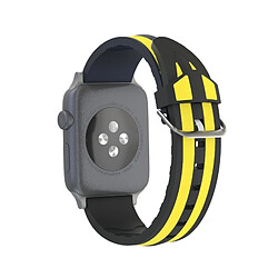 Acheter Wewoo Bracelet noir et jaune pour Apple Watch Series 3 & 2 & 1 42mm Mode Double Stripes Motif en Silicone +