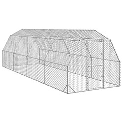 vidaXL Poulailler 2,5x8x2,25 m acier galvanisé