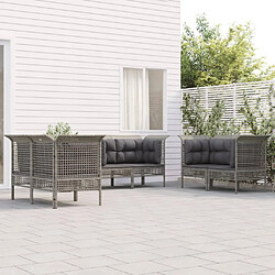 Maison Chic Salon de jardin 6 pcs + coussins - Mobilier/Meubles de jardin - Table et chaises d'extérieur Gris Résine tressée -MN56961